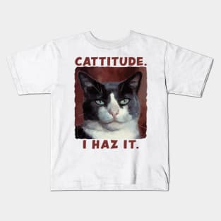 Smug Cat with CATTITUDE Kids T-Shirt